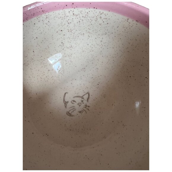 Set: 2 Home Essentials PET Speckled Ceramic Cat Bowls Pink & Aqua 5" x 3" - Picture 5 of 13